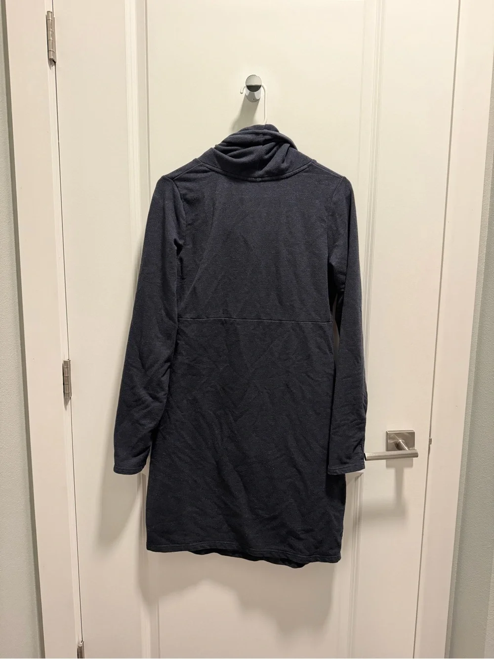 Cozy Cowl-Neck Tunic Sweater in Navy